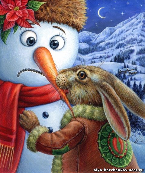 снеговик и заяц